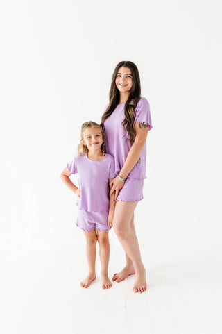 Lilac Adult Ruffle Waffle Knit Set