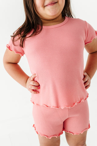 Rose Ruffle Waffle Knit Set