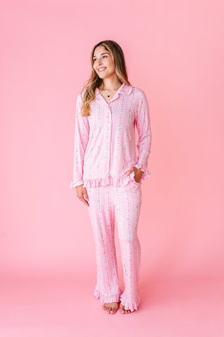 Blush Bouquet Ruffle Adult Button Up Set