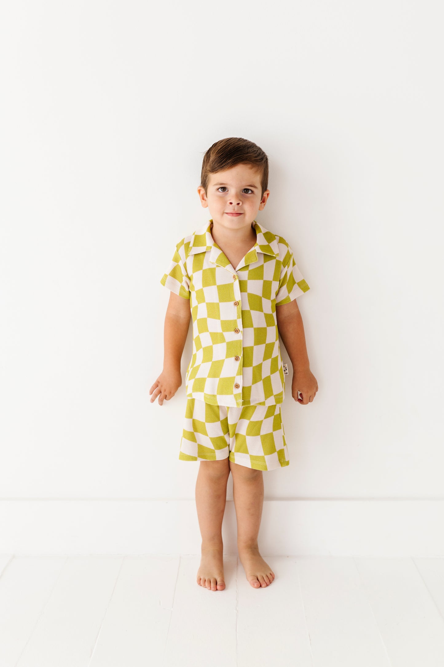 Wavy Check Waffle Knit Set