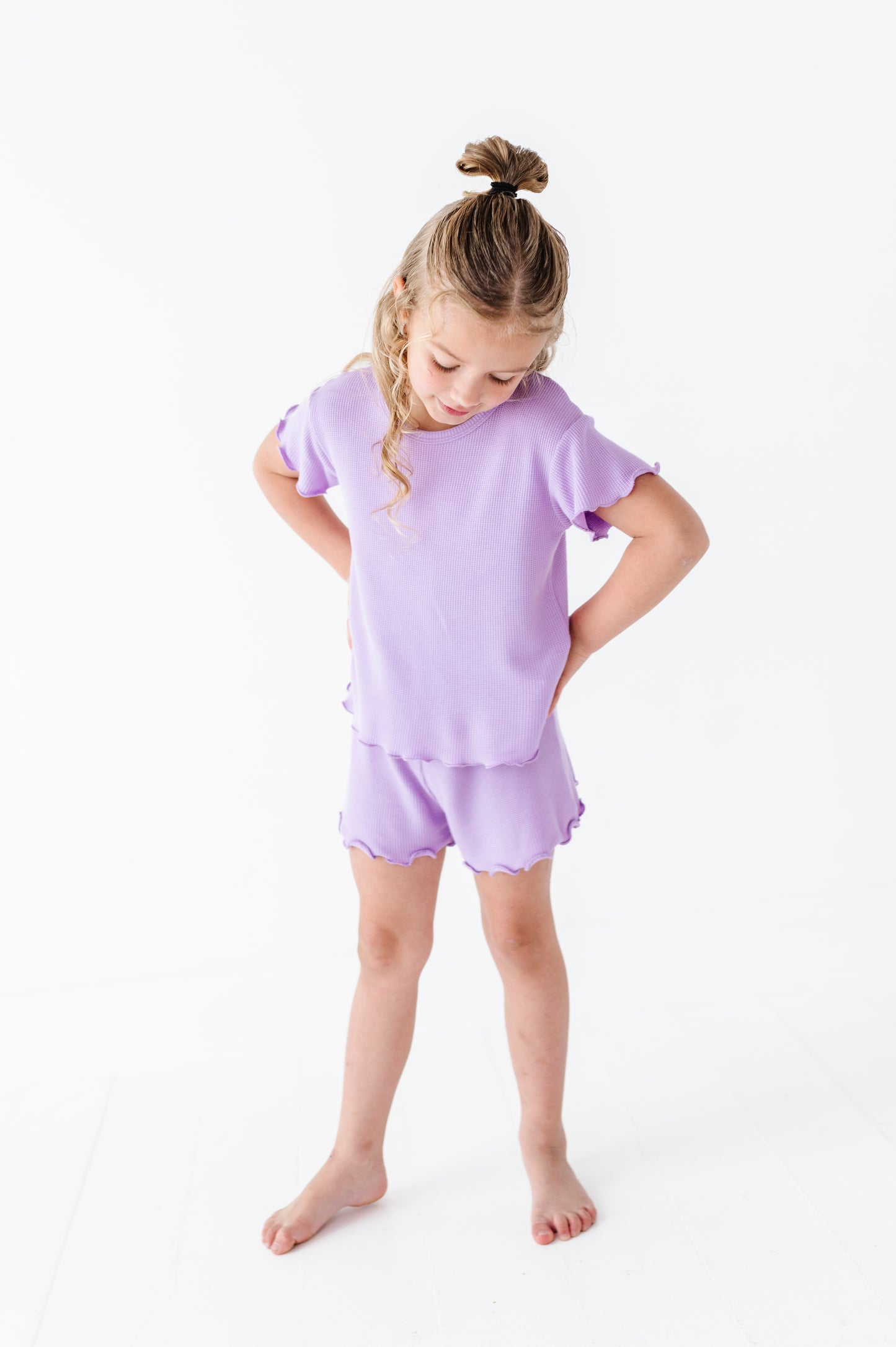 Lilac Ruffle Waffle Knit Set