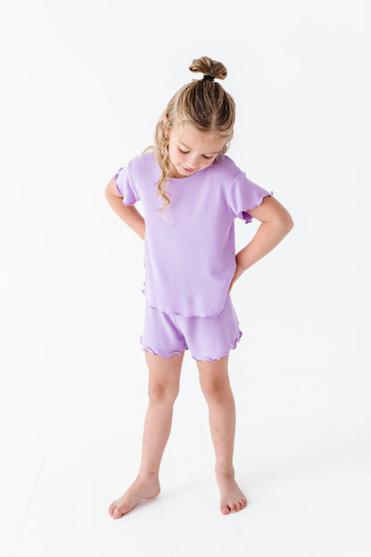 Lilac Ruffle Waffle Knit Set