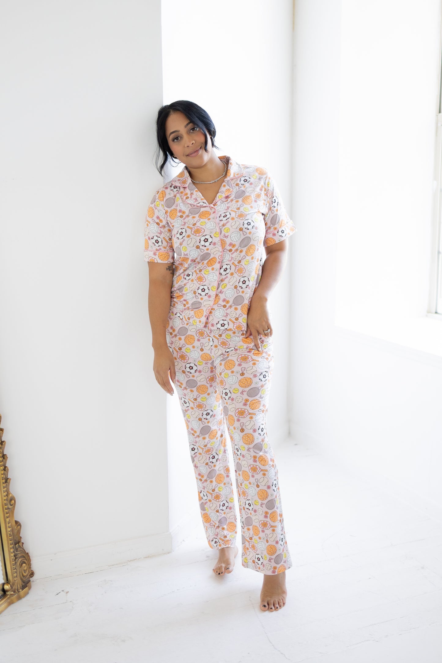 Game Winning Dreams Short Sleeve Flare Button Up Set