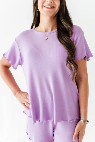 Lilac Adult Ruffle Waffle Knit Set