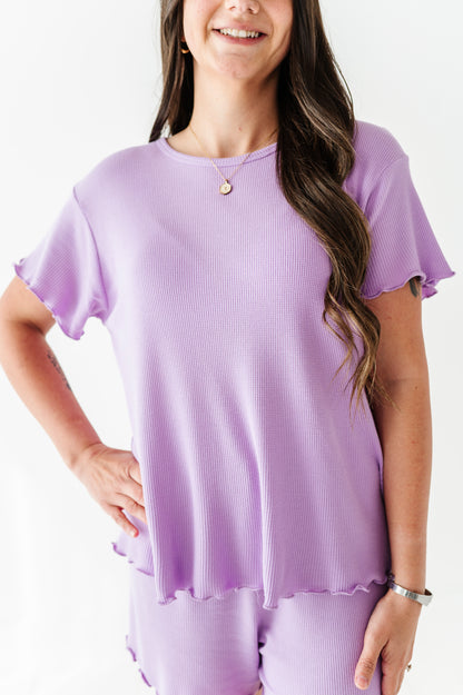 Lilac Adult Ruffle Waffle Knit Set