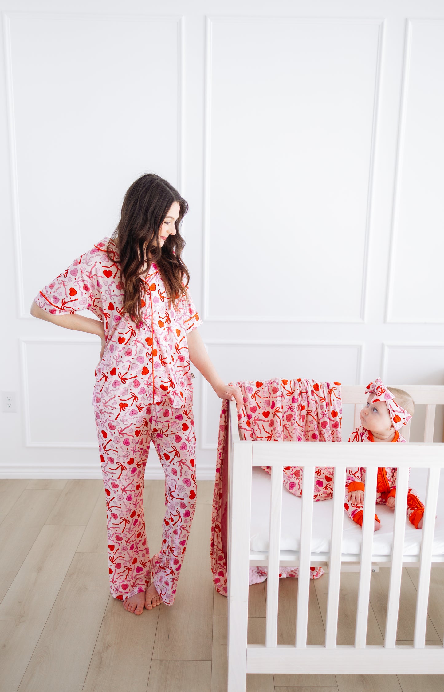 Sweetheart Ribbons Adult Short Sleeve Flare Button Up Set