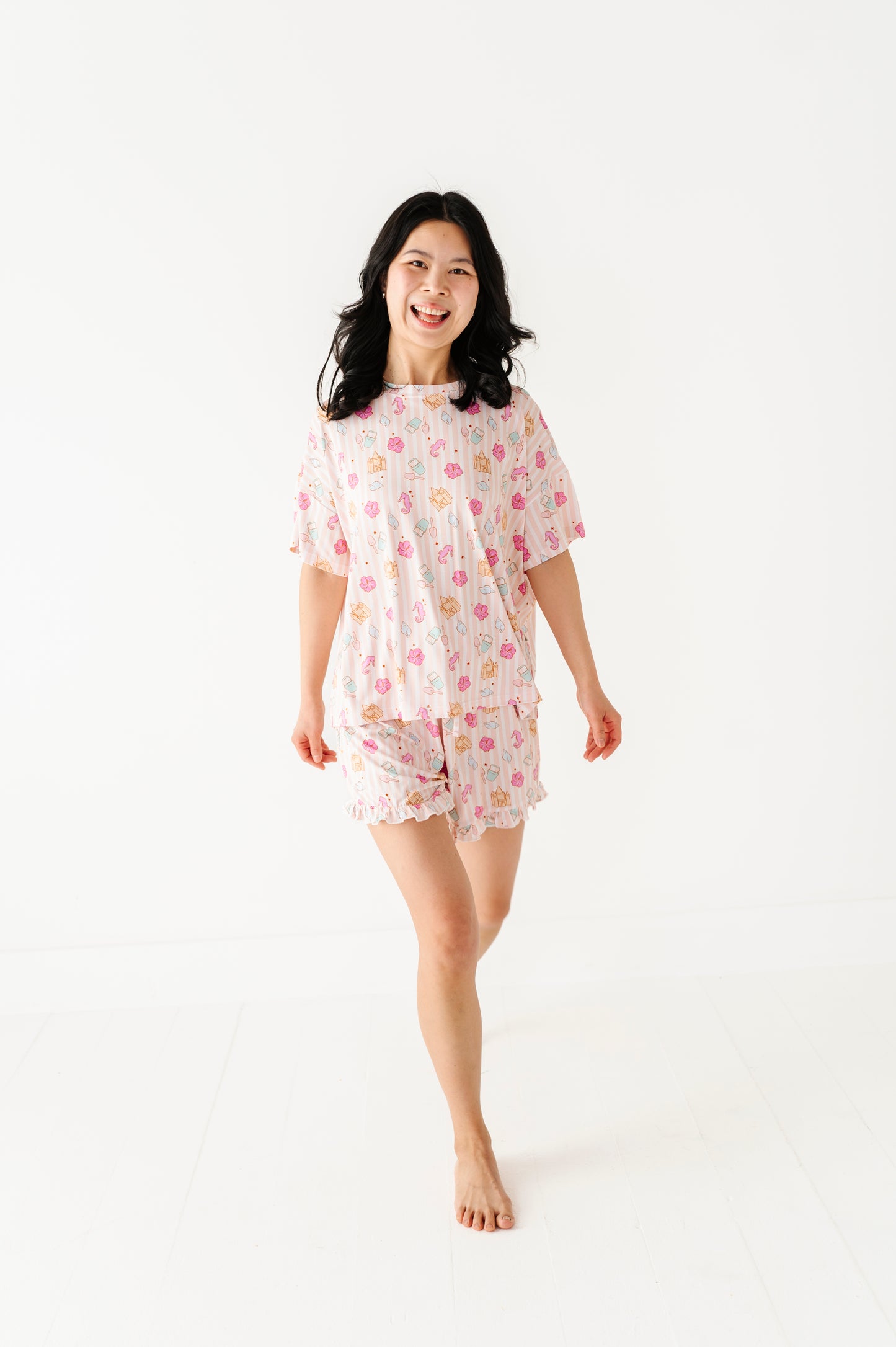 Hibiscus Harbor Adult Ruffle Short Set