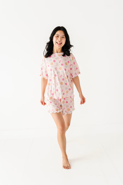 Hibiscus Harbor Adult Ruffle Short Set