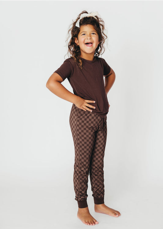 Dark Roast Check Kids Jogger Set