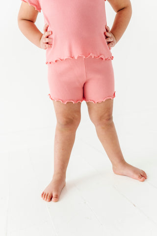 Rose Ruffle Waffle Knit Set