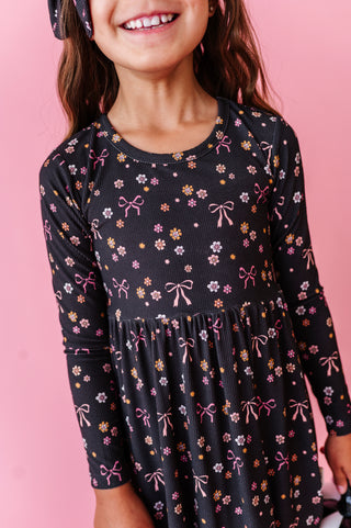 Moonlight Meadows Ribbed Twirl Dress (EST SHIP TIME 1-2 WEEKS)