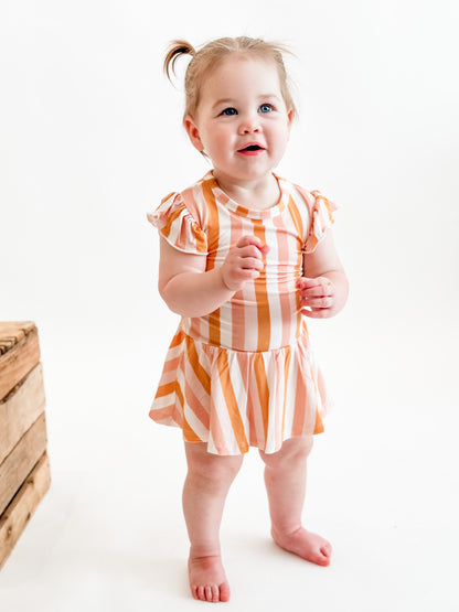 Tangerine Twirl Bodysuit Dress