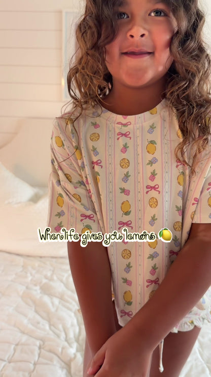 Lemon Lullaby Ruffle Drawstring Short Set